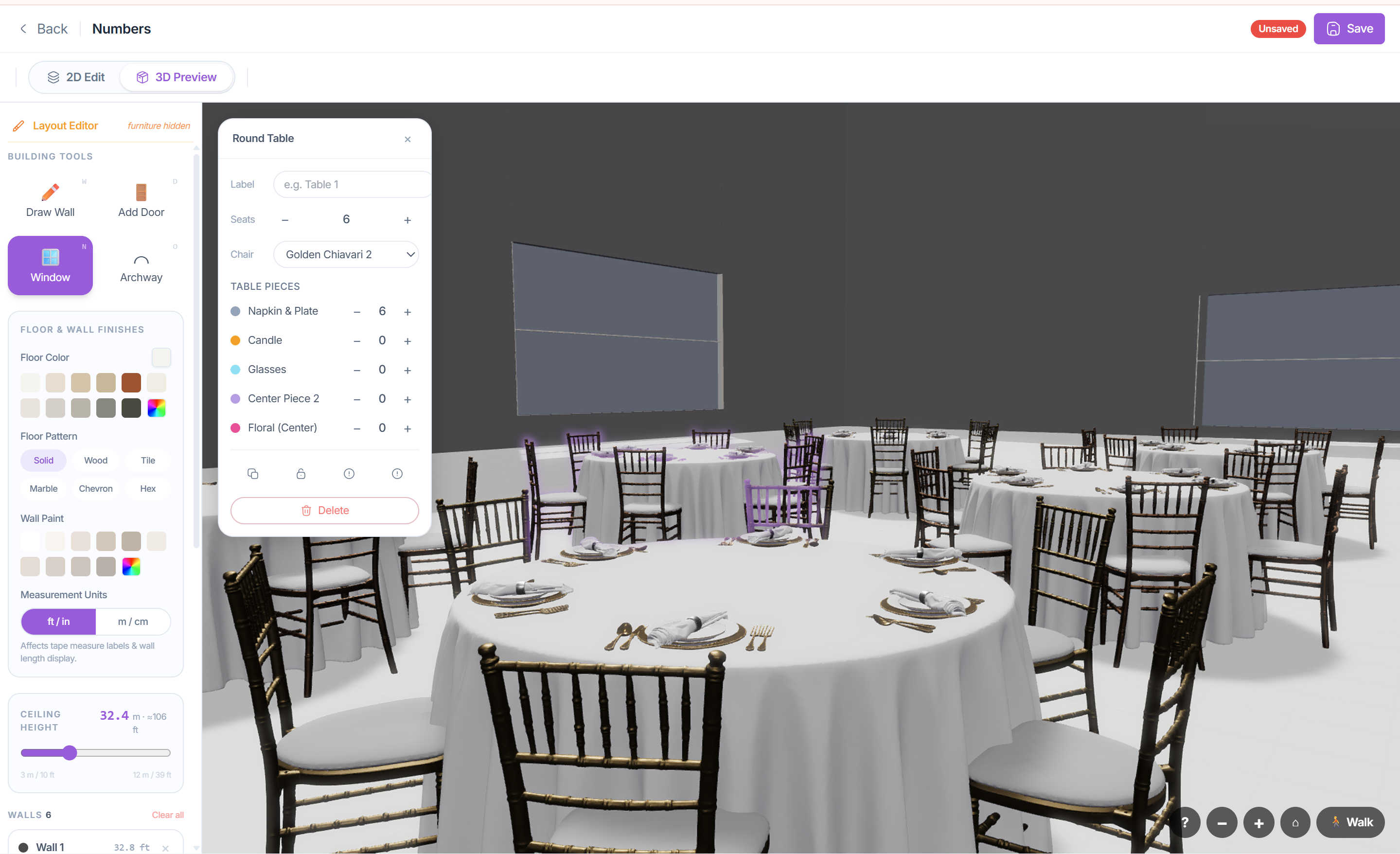 Built-in floor plan designer